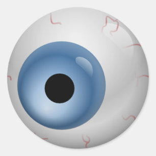 Blue Bloodshot Zombie Eyeball Halloween Classic Round Sticker