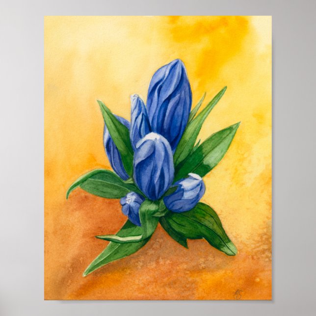 “Blue Bloom” by Ramedious – Watercolor Floral Art Poster (Front)