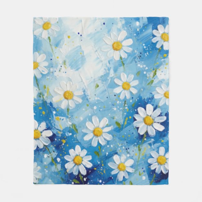 Blue Bloom Fleece Blanket (Front)