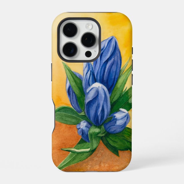 Blue Bloom iPhone 16 Pro Case – Botanical Art (Back)