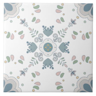Blue Bloom Mandala Tile