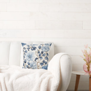 Blue Bloom Reverie – Floral Duvet Cove Accent Cushion