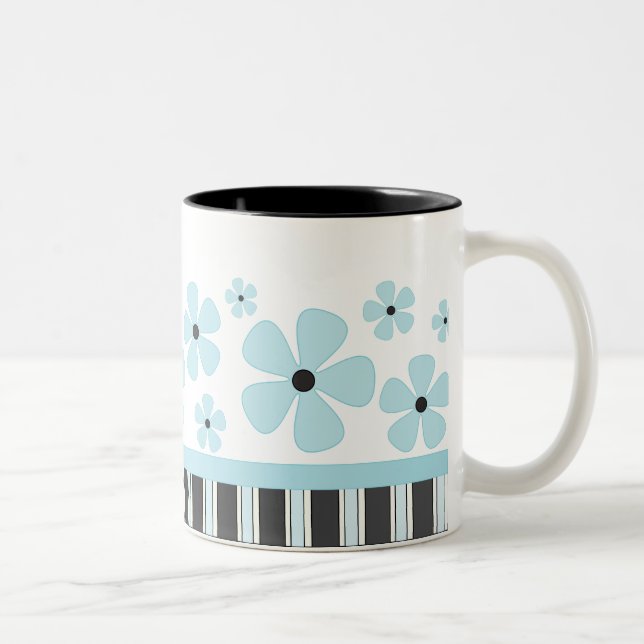 Blue Bloom Two-Tone Coffee Mug (Right)