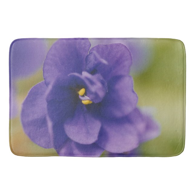 Blue Blooming Flower of Violet Saintpaulia Zoomed Bath Mat (Front)