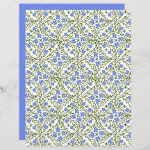 Blue Blooms Ditsy Floral Pattern Paper Sheet