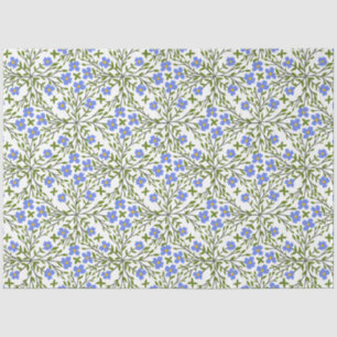 Blue Blooms Ditsy Floral Pattern Tissue Paper