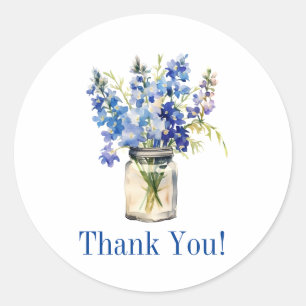Blue Blooms Flowers Florist Thank You Stickers