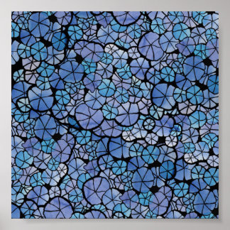 Blue Blooms Morning Glory Abstract Flower Garden Poster