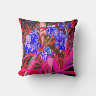 Blue Blooms Throw Pillow