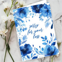 Blue Blooms Watercolor SORRY FOR LOSS CUSTOM 