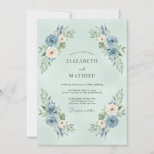 Blue Blossom Arch Romance Wedding Invitation