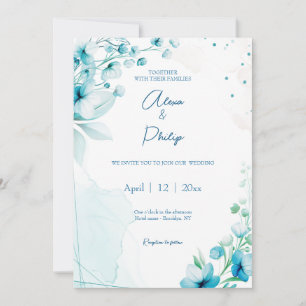 Blue Blossom & Breeze Wedding Invitation