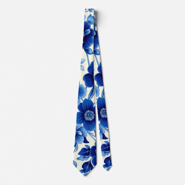 blue blossom cascade tie (Front)