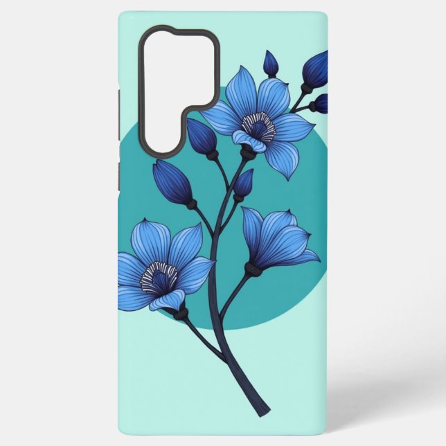 Blue Blossom Elegance" phone case design (Back)