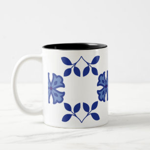 Blue Blossom Elegance Two-Tone Coffee Mug