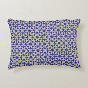 Blue Blossom Geometric Accent Pillow