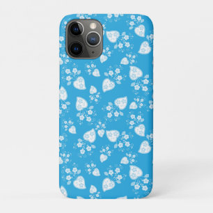 Blue blossom heart with flowers pattern iPhone 11 pro case