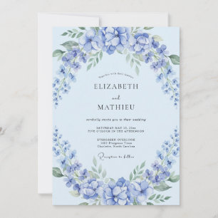 Blue Blossom Romance Wedding Invitation
