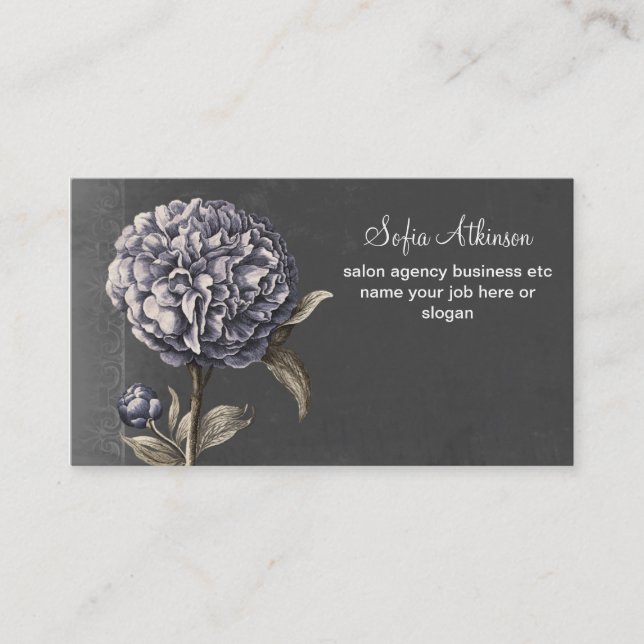 blue blossom vintage business cards (Front)