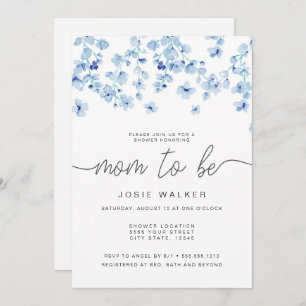 Blue Blossoms Baby Shower Invitation