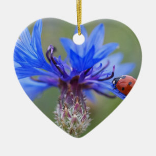 Blue Blossoms Ladybug Peace Love Destiny Art Vine Ceramic Tree Decoration