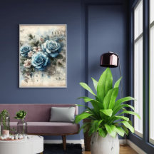 "Blue Blossoms Poster - Stunning Floral Background