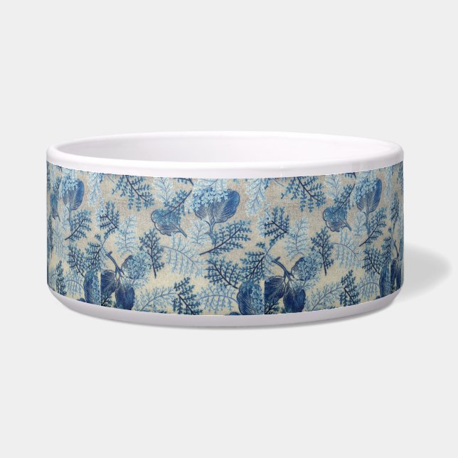 Blue & Blue-Grey Florals Trinket Bowl  (Front)