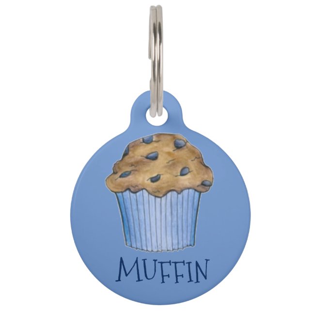 Blue Blueberry Baked Goods Muffin Personalised Pet Tag (Front)