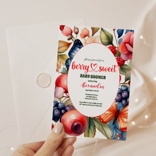 Blue Blueberry Berry Sweet Baby Shower  Invitation