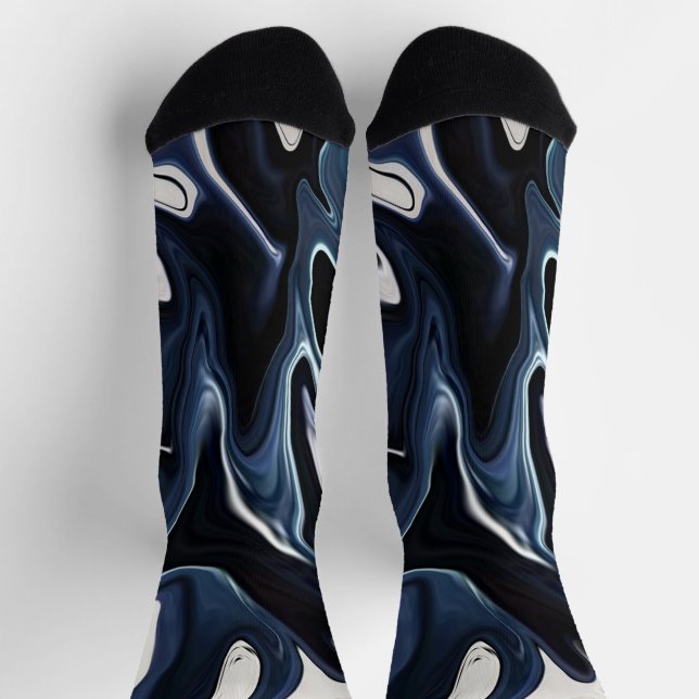 Blue blurred pattern socks (Top)