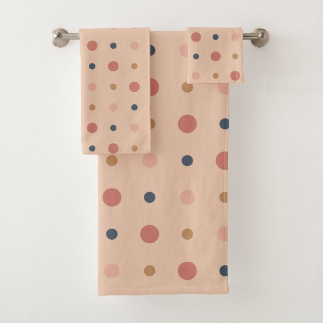 Blue, blush and gold dots bath towel set (Insitu)