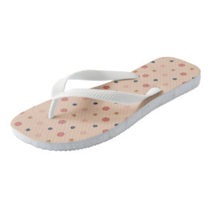 Blue, blush and gold dots flip flops