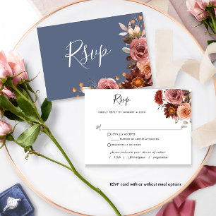 Blue, Blush Burgundy Floral, w/without meals RSVP