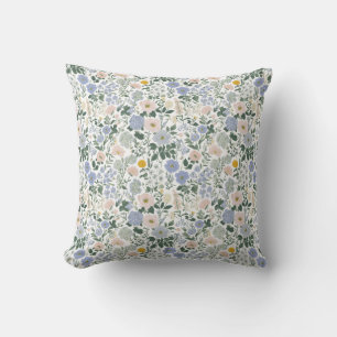 Blue Blush Cottagecore Wildflower Cushion