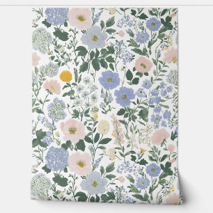 Blue Blush Cottagecore Wildflower Wallpaper