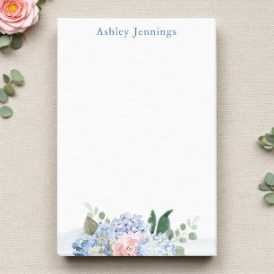 Blue & Blush Floral Personalised Post-it Notes