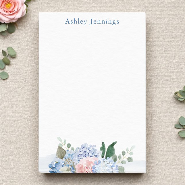 Blue & Blush Floral Personalised Post-it Notes (Creator Uploaded)