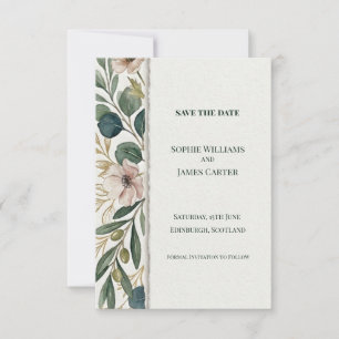 Blue Blush Floral Save The Date Card