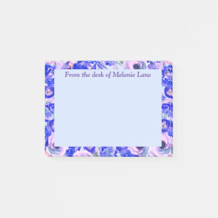 Blue Blush Floral Watercolor Personalised Post-it Notes