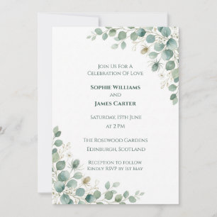 Blue Blush Floral Wedding Invitation