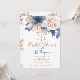 Blue, Blush & Rose Gold Bridal Shower Invitation 