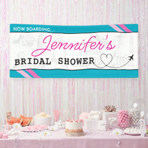 Blue Boarding Pass Bridal Shower Banner