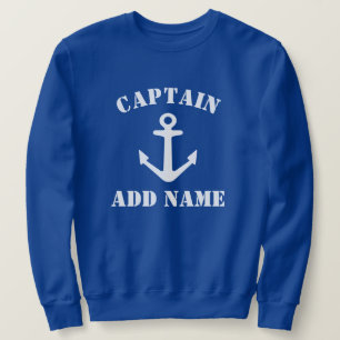 Blue boat captain sweat shirt with nautical anchor
