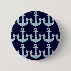 blue boat nautical anchor pattern 6 cm round badge