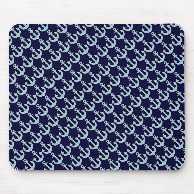 blue boat nautical anchor pattern mouse mat (Front)