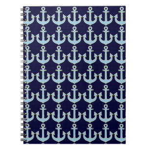 blue boat nautical anchor pattern notebook
