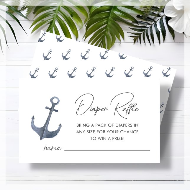Blue Boat-Themed Baby Shower Diaper Raffle  Enclosure Card (Creator Uploaded)