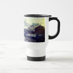 Blue boats travel mug