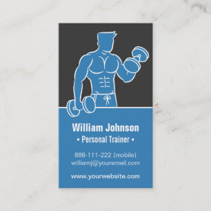 Blue Body building Fitness Trainer Business Cards