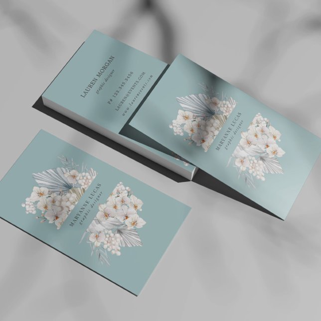 Blue Bohemian Floral Business Card (Creator Uploaded)